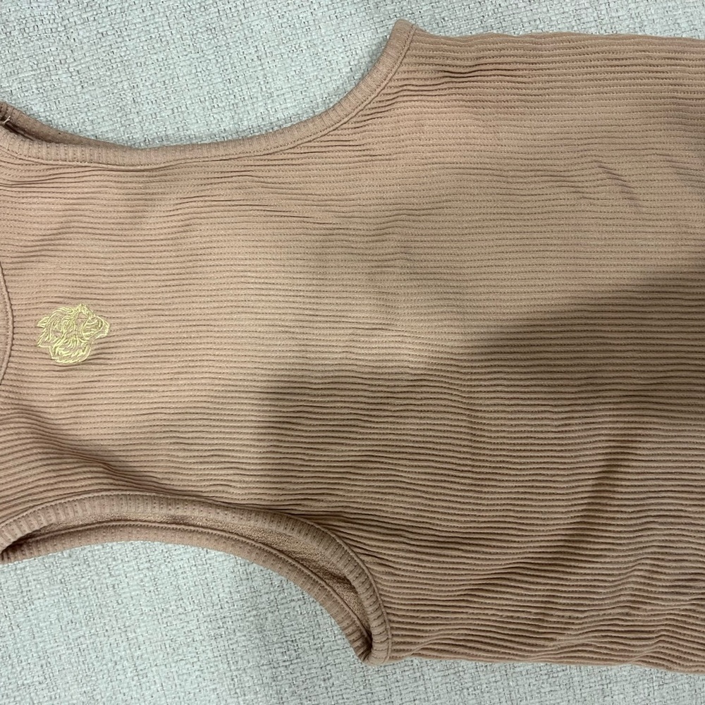 SHE Darc Sport Ribbed Beige Top with Embroidered Detail